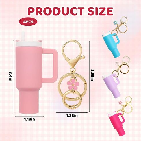 4 Pack Mini Stanley Cup Keychain, Keychain Chapstick Holder, Portable Water Bottle Keychain for Daily Organization, Mini Tumbler Keychain Chapstick Holder with Compact Design in Saudi Arabia