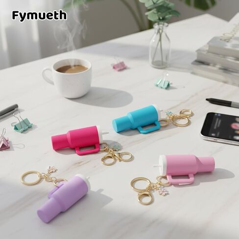 4 Pack Mini Stanley Cup Keychain, Keychain Chapstick Holder, Portable Water Bottle Keychain for Daily Organization, Mini Tumbler Keychain Chapstick Holder with Compact Design in Saudi Arabia