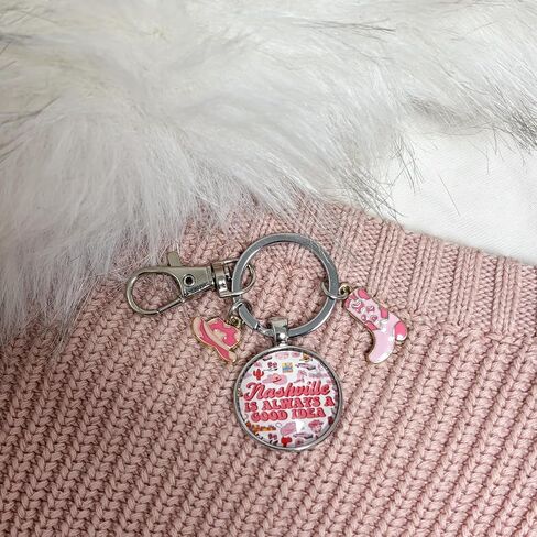 Nashville Souvenirs Keychain Nashville City Gifts Travel Lover Gift for Women Men Nashville Themed Trip Gifts Travel Keyring for Holiday Trip Vacation Travellers Gift Birthday Christmas Jewelry in Kuwait