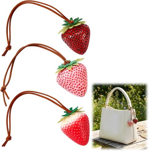 3 Pcs Strawberry Bag Charm, Strawberry Purse Charm, Strawberry Keychain Charm, ABS Strawberry Keychain Bag Accessories in Saudi Arabia