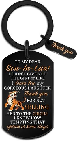 Fathers Day Gift For Son In Law From Mother In Law Birthday Funny Gift For Son In Law Engagement Wedding Gifts For Groom From Father Mother Father Day Gifts For Son Future Son-In-Law Keychain in Saudi Arabia
