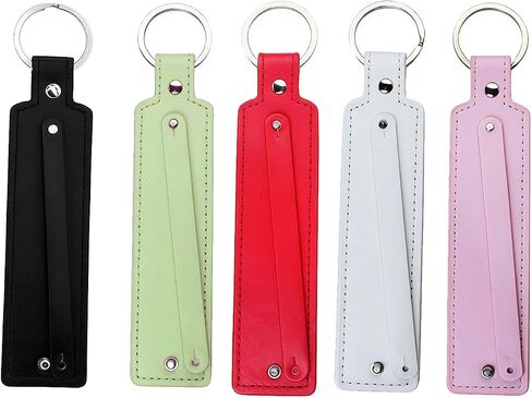 UPSTORE 5 Pack PU Leather Keychain Blank DIY Keychains with 8mm Belts for Charms Letters Beads Craft Making Supplies in Kuwait