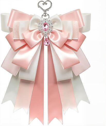 Pink Double Layer Ribbon Keychain Charms for Handbags Kawaii Key Chain Women Backpack Keychains for Women Cute Tote Bag Charms Keychain Accessories Key Chains Bow Bag Charm for Backpacks Purse Charm in Saudi Arabia