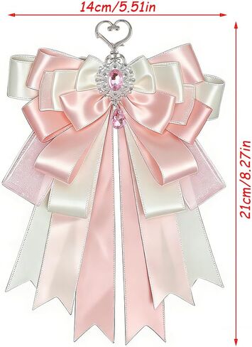 Pink Double Layer Ribbon Keychain Charms for Handbags Kawaii Key Chain Women Backpack Keychains for Women Cute Tote Bag Charms Keychain Accessories Key Chains Bow Bag Charm for Backpacks Purse Charm in Saudi Arabia