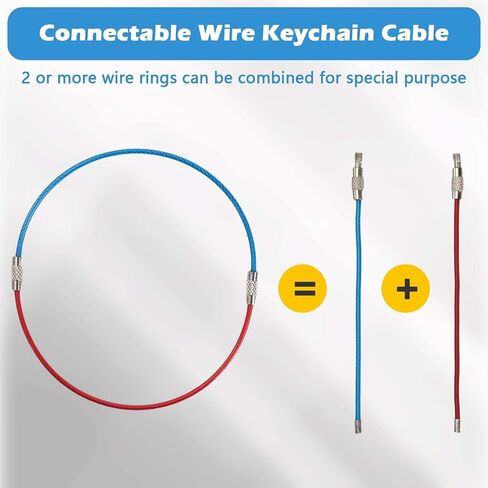 60PCS Wire Keychain Cable, Stainless Steel Colored Key Rings Loops, Key Chain Rings with Storage Box for Hanging Luggage Tags Keys ID Tags Keepers Connectors in Kuwait