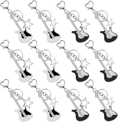 12PCS Aesthetic Punk Music Guitar Keychain, Cute Star Key Chain for Bag Purse Gift Music Lovers Kawaii Gifts in Saudi Arabia