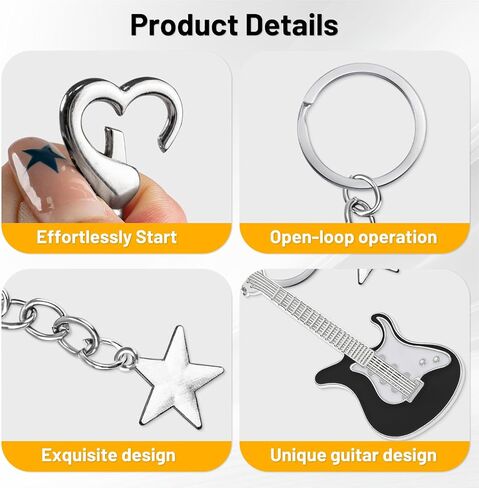 12PCS Aesthetic Punk Music Guitar Keychain, Cute Star Key Chain for Bag Purse Gift Music Lovers Kawaii Gifts in Saudi Arabia