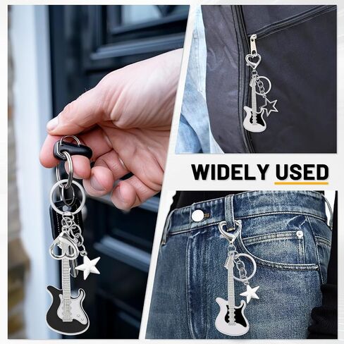 12PCS Aesthetic Punk Music Guitar Keychain, Cute Star Key Chain for Bag Purse Gift Music Lovers Kawaii Gifts in Saudi Arabia