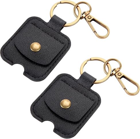 2 Pack Car Key Cover PU Leather with Iron Ring, Durable Broken Car Key Loop Replacement for Men Women (Black) in Saudi Arabia