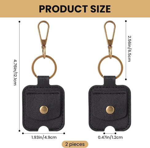2 Pack Car Key Cover PU Leather with Iron Ring, Durable Broken Car Key Loop Replacement for Men Women (Black) in Saudi Arabia