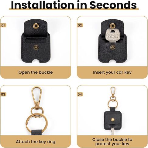 2 Pack Car Key Cover PU Leather with Iron Ring, Durable Broken Car Key Loop Replacement for Men Women (Black) in Saudi Arabia