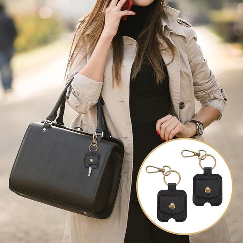 2 Pack Car Key Cover PU Leather with Iron Ring, Durable Broken Car Key Loop Replacement for Men Women (Black) in Saudi Arabia