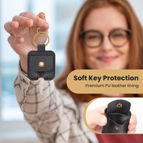 2 Pack Car Key Cover PU Leather with Iron Ring, Durable Broken Car Key Loop Replacement for Men Women (Black) in Saudi Arabia
