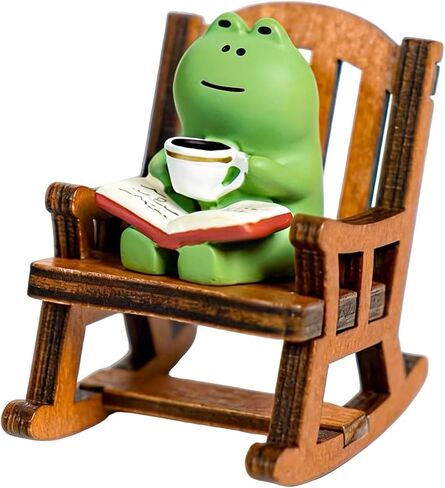 Cute Mini Frog Figurine, Mini Resin Animal Garden Statue for Office Home Decoration, for Frog Lovers (Rocking Chair) in Saudi Arabia