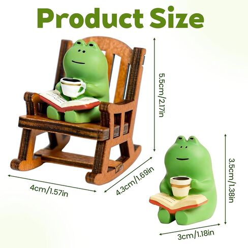 Cute Mini Frog Figurine, Mini Resin Animal Garden Statue for Office Home Decoration, for Frog Lovers (Rocking Chair) in Saudi Arabia