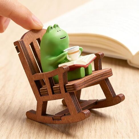 Cute Mini Frog Figurine, Mini Resin Animal Garden Statue for Office Home Decoration, for Frog Lovers (Rocking Chair) in Saudi Arabia