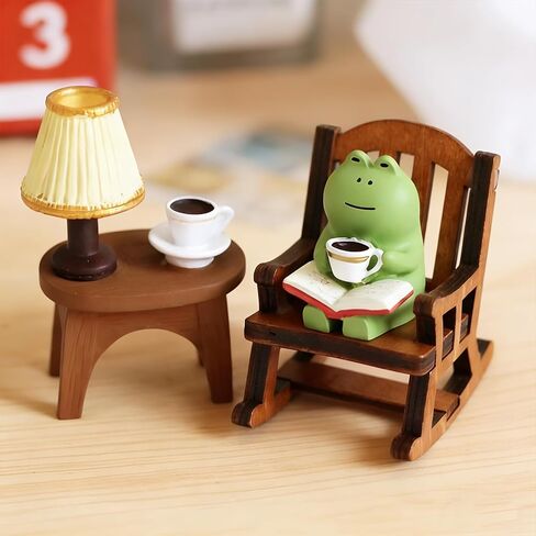 Cute Mini Frog Figurine, Mini Resin Animal Garden Statue for Office Home Decoration, for Frog Lovers (Rocking Chair) in Saudi Arabia