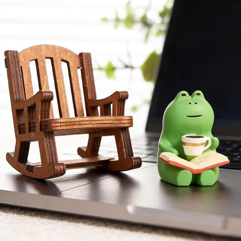 Cute Mini Frog Figurine, Mini Resin Animal Garden Statue for Office Home Decoration, for Frog Lovers (Rocking Chair) in Saudi Arabia