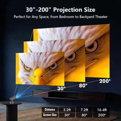 Projector with WiFi and Bluetooth, Mini Portable Projector with Built-in Rechargeable Battery for Outdoor, 1080P Supported, Electric Focus & Auto Keystone, Home Theater with 210° Mount in Kuwait