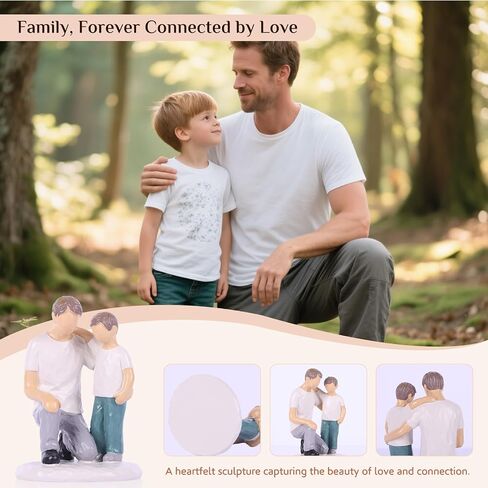 Father and Son Statue – Hand-Painted Resin Figurines Boy, Sentimental Gift for Dad, Stepdad, or Grandpa, Heartfelt Father’s Day or Birthday Decoration for Home and Office in Saudi Arabia