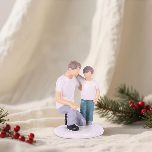 Father and Son Statue – Hand-Painted Resin Figurines Boy, Sentimental Gift for Dad, Stepdad, or Grandpa, Heartfelt Father’s Day or Birthday Decoration for Home and Office in Saudi Arabia