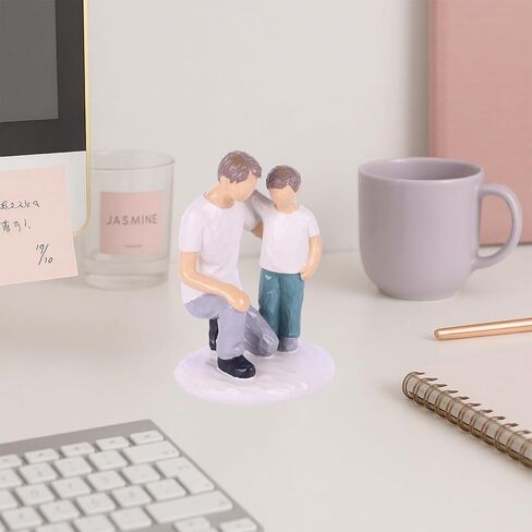 Father and Son Statue – Hand-Painted Resin Figurines Boy, Sentimental Gift for Dad, Stepdad, or Grandpa, Heartfelt Father’s Day or Birthday Decoration for Home and Office in Saudi Arabia