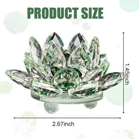 Sparkle Crystal Lotus Figurine, Flower Crystal Fengshui Glass Ornaments for Home Office Tabletop Decoration, Green in Kuwait
