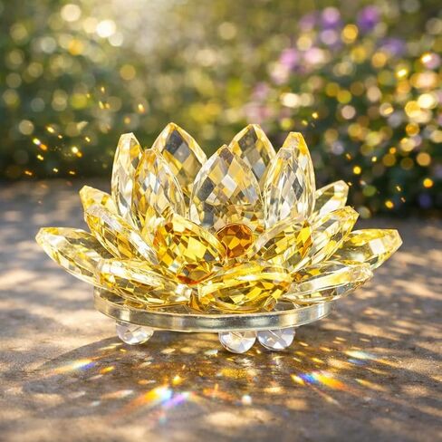 Sparkle Crystal Lotus Figurine, Flower Crystal Fengshui Glass Ornaments for Home Office Tabletop Decoration, Green in Kuwait