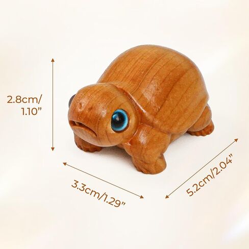 Wooden Turtle Decor Figurine - Mini Tortoise with Blue Eyes, Carved Decorative Collectible Desk Decor, Miniature Statue, Small Sea Ornament Gift, Inspirational Birthday Presents for Women Men Lovers in Saudi Arabia