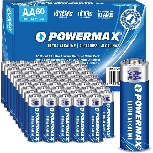 Powermax 48-Count AA Batteries, Ultra Long Lasting Alkaline Battery, 10-Year Shelf Life, Reclosable Packaging in Saudi Arabia