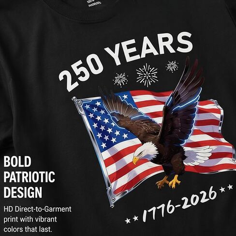 250th Anniversary USA Shirt for Men & Women | Patriotic Shirts American Eagle & Flag Design | 250 Years 1776-2026 in Saudi Arabia