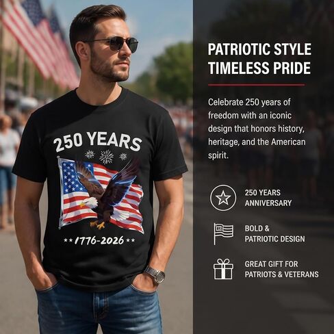 250th Anniversary USA Shirt for Men & Women | Patriotic Shirts American Eagle & Flag Design | 250 Years 1776-2026 in Saudi Arabia