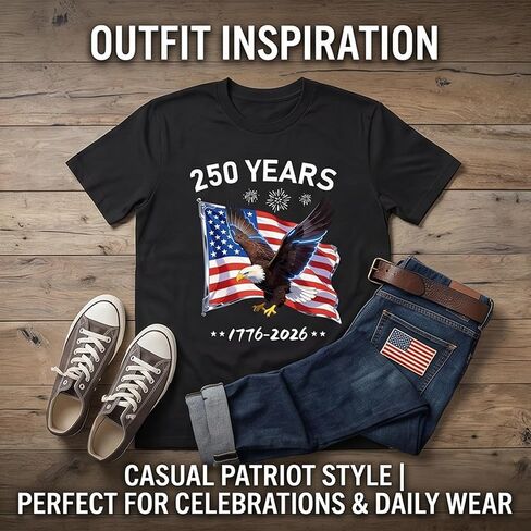 250th Anniversary USA Shirt for Men & Women | Patriotic Shirts American Eagle & Flag Design | 250 Years 1776-2026 in Saudi Arabia