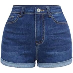 Nivne Tco Teen Girls Denim Shorts Rolled Hem 5 Pocket Jean Shorts with Zipper & Button Closure, Classic High Waist Shorts in Saudi Arabia