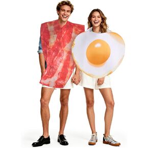 2PCS Couples Halloween Costumes - Funny Bacon & Egg One-Size Food Theme Outfits for Adult Halloween Dress Up, Costume Contests & Breakfast Themed Parties in Saudi Arabia