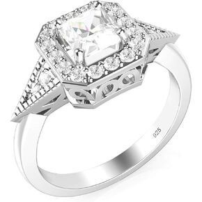 Metal Factory Sterling Silver 925 Princess Cut CZ Cubic Zirconia Halo Engagement Ring in Saudi Arabia