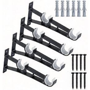 Heavy Duty Over Blinds Curtain Rod Brackets, 4 Pack Adjustable Metal Window Curtain Bracket Holders, No Drill, Secure Mounting for Horizontal/Vertical Blinds in Saudi Arabia