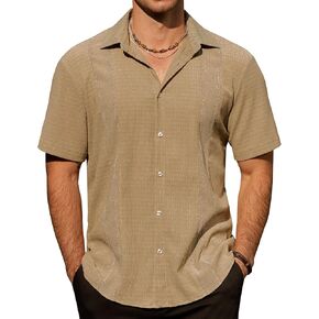 Mens Short Sleeve Button Down Shirts Lightweight Casual Summer Beach Shirt Hawaiian Breathable Tops in Saudi Arabia