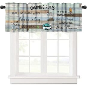 Camper Valance Curtains Happy Camping RV Travel Trailer Rustic Cabin Country Farmhouse Window Treatment Valance for Kitchen Bedroom Living Room 54x18inch in Saudi Arabia