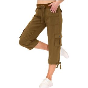 Generic Cargo Capris for Women Capri Pants for Dressy Casual Plus Size Hiking Pants High Waisted Capri Pants with Pockets in Kuwait