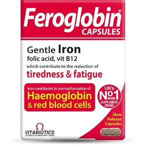 UK's Feroglobin Capsules | Gentle Iron Reduce Tiredness & Fatigue | 30 Count (Pack of 2) in Kuwait