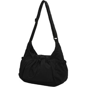 Nylon Crossbody Bag for Women, Slouchy Hobo Shoulder Bag Casual Handbag Purse, Plaid & Solid for Travel Work Everyday B693 in Saudi Arabia