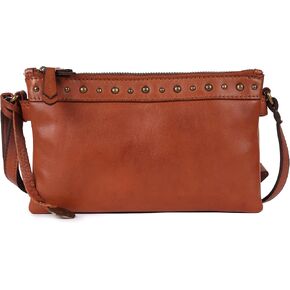 9 inch Women's Genuine Italian Leather Boho Studded Crossbody Sling Bag – Premium Quality, Stylish in Saudi Arabia
