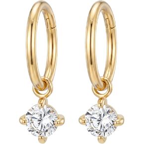 Ourania 2PCS 16G Zircon Dangle Huggie Hoop Rook Piercing Ring Surgical Steel Clicker Helix Rook Earring Tragus Cartilage Piercing Hoop Jewelry for Women Men in Saudi Arabia