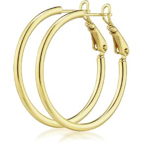 AllenCOCO 2mm Large Gold Hoop Earrings Hypoallergenic Sterling Silver Post 14K Gold Plated Lightweight Thin Hoops for Women 20/30/40/50/60MM in Saudi Arabia