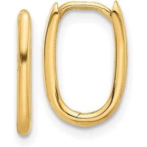 14k Real Yellow Gold High Polished Oval Hinged Hoop Earrings, 13mm in Saudi Arabia