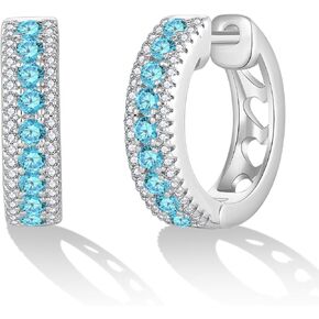 Hoop Earrings for Women 18K White Gold Plated 16mm Round Huggie Earrings Trendy Daily Birthstone Jewelry for Birthday Graduation in Kuwait
