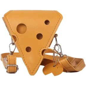 Fashion PU Leather Cheese Shaped Crossbody Bag, Creative Mini Shoulder Bag Fashion Handbag Wallet Purse for Women in Saudi Arabia