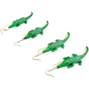 12 Pcs Mardi Gras Green Crocodile Earring Pendant Decoration Mini Beach Alligator Pendant Earrings Gift in Kuwait