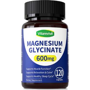 Pure Magnesium Glycinate 600mg - Magnesium Bisglycinate Supplement, High Absorption Magnesium Supplement for Sleep Support & Muscle Function, Non GMO, 120 Count in Saudi Arabia